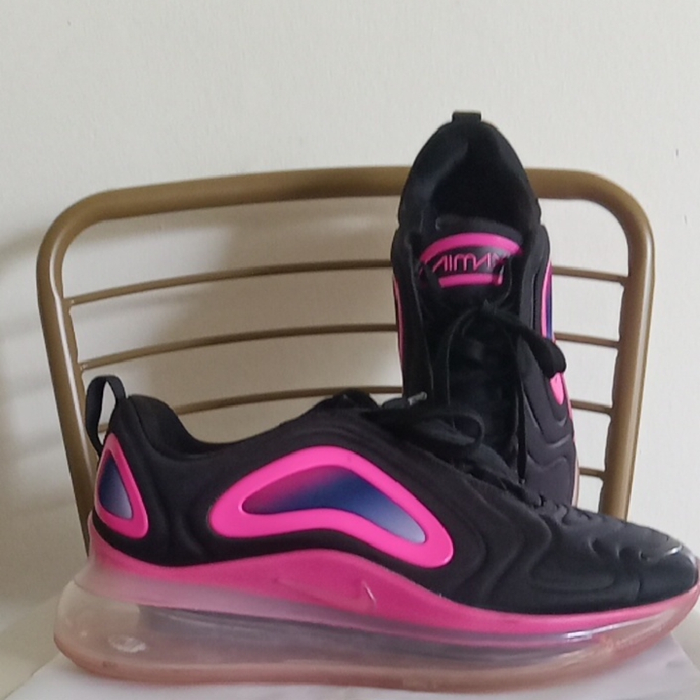 Nike Black and Pink Air Max 720 Futuristic Sneakers